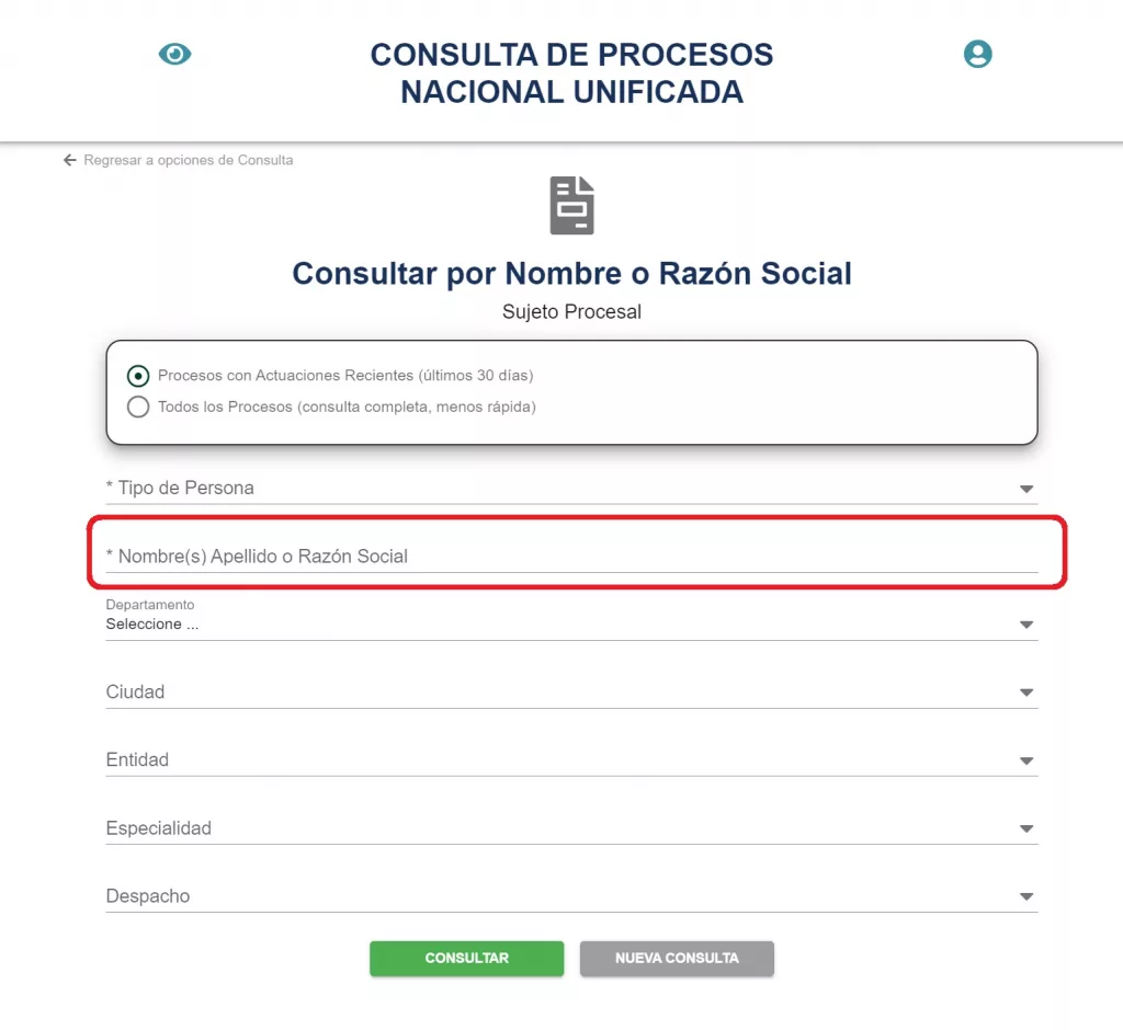Consulta de Procesos Judiciales por Nombres y Apellidos en Colombia