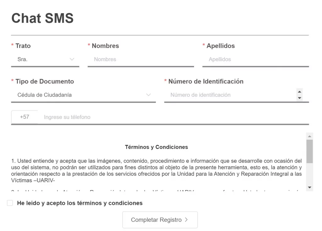 Sacar Certificado de Desplazado por Chat