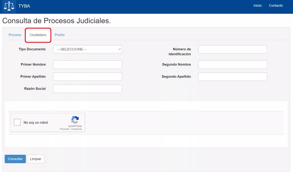 TYBA Consulta de Procesos Judiciales
