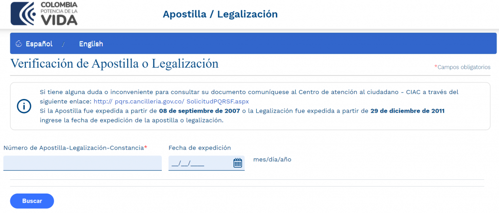 Verificación de Apostilla Colombia