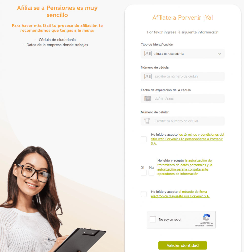 Formulario de Afiliación Porvenir