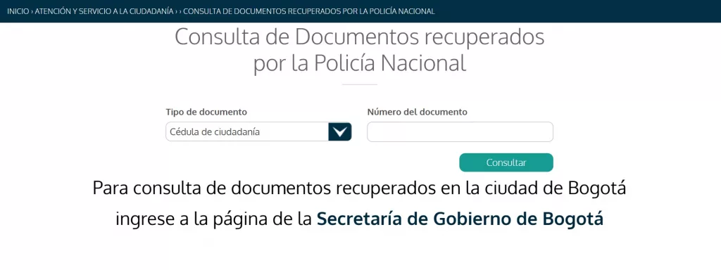 Consulta Documentos Recuperados Por la Policía Nacional