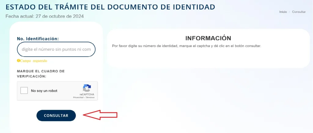 Consultar si ya llegó mi Cédula